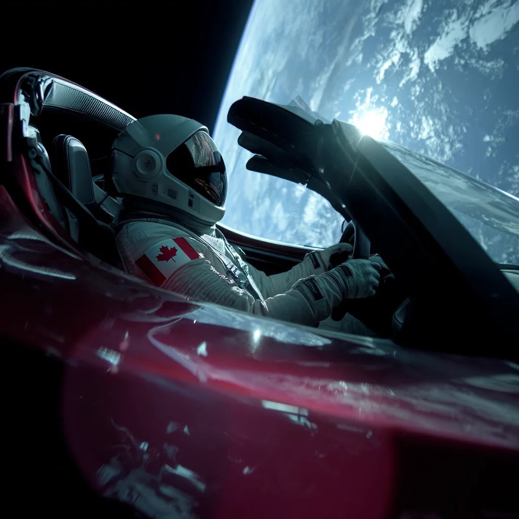 After watching the Starship launch tonight I thought of the Tesla Roadster and headed over to midjourney.